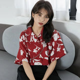 Chiffon Blouse Women 2023 Women's Summer Tunic Vintage Clothes Female Hawaiian Shirt with Short Sleeve Harajuku Top