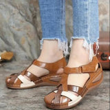 Zingj 2023 Women's Sandal Line Light Soft Sole Plus Size Cross Buckle Round Toe Wedge Comfortable