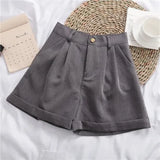 Elegant Wide-Leg Shorts Women Winter Leisure High Waist Mini Trousers Button Folds Korean Style Chic Trendy