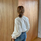 Mujer De Moda 2023 Casual Women Shirt Spring Loose Vintage Elegant Tops Korean Style Long Lantern Sleeve Women