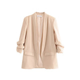 Spring Style Pleated Sleeve Sag Urban Leisure Candy Color Women's Suit
