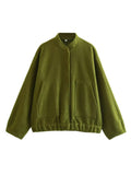 Autumn And Winter New Women's Casual Multi-Color Loose Wool Jacket Dark Buckle Collar