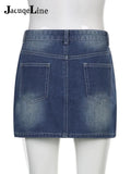 2022 Fashion Y2K Butterfly Denim Skirts Women Summer Harajuku Kawaii Fairycore Print Low Waist Jean Mini Skirt