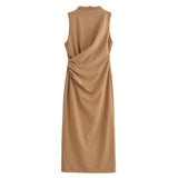 And Winter New Folding Decoration Midi Sleeveless Dress
