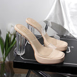 Women 2025 Summer New Waterproof Table With No Tired Feet Thick Heel Crystal Slippers Women's Sandals Women's