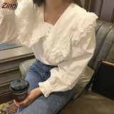 Blouses Women Sweet Korean Style Romantic Tops Spring Teens Students Long Sleeve Dating Feminino Y2k Cozy Clothes