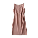 New Spring Style One-Word Pleated Solid-Color Dress Sexy Sling Hip