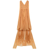 Zingj Women's Wear Xinjiang Qinghai Tibet Desert Island Travel Chispon V-Neck Orange Open Back And Drag Tail