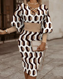 Independent Station Fashionable Fashion Printed Long-Sleeved Dress Women's