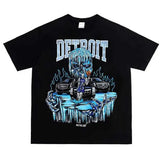 Men's T-Shirt Pure Cotton Street Clothing Animation Leisure Oversized Basketball Printed Short-Sleeved Shirt