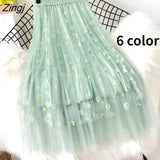 Women Tender Sweet Korean Style Printed Lady Mesh Ins Classy All-match College Elegant Popular Lovely Girls Stylish