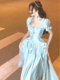 Elegant Princess Evening Party Dress Women Vintage Romantic Prom Vestidos Korean A-line Graduation Dresses Summer