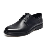 Zingj Men's Leather Shoes 2024 Autumn And Winter Round Head Lace Single Shoes Black Head Cowhide Business Dress Shoes Professional Flat-Soled Men's