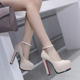 Zingj One Word Buckle Super High Heels Women's Thick Heel Round Head Waterproof Platform Platform T Platform Model