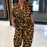 Leopard Print Retro Short-sleeved Button Casual
