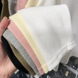 And Autumn 2023 New Waffle Long-Sleeved T-Shirt Women's Solid Color Design Feel Minority Loose Bottomed Shirt