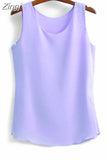 Korean Fashion Blouses Women White O-Neck Sleeveless Chiffon Vest Woman Tops Female Shirts 3XL Basic Solid Women