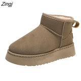 Heels Women Botas 2023 Winter Platform Short Plush Warm Snow Chelsea Boots Fashion Ankle Suede Pumps Casual