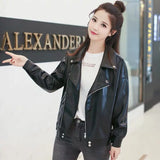 Zingj Spring And Autumn New Korean Version Of Women PU Leather Female Short Loose Small Coat Motorcycle Suit Leather