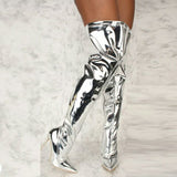 Sexy Mirror Bright Woman Over Knee Boots Fashion Show Night Club Super High And Fine And Female Boots Large