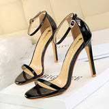 Zingj Fashion Simple Open-Toe With High Heels Patent Leather Sexy