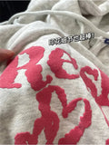 Autumn Winter Letter Printed Grey Hoodie Pullover Sweatshirt Women Long Sleeve Plus Size Casual O-neck Loose Hoody