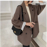 Women Minimalist Solid Outwear Loose Elegant Retro Official Fashion High Street Feminine All-match Spring