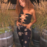 New Women's Sexy Summer Crop Top Sleeveless Single Shoulder Solid Color Open Front Lace-up Camisole