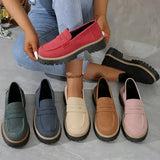 New Spring And Autumn Lefu Shoes Large-Size Leisure Grinding Sand Yingfeng Women's Shoes Thick Heel Thick Back