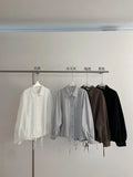 [Daihe] Autumn New Leisure Collar Pull Rope Versatile Temperament Even Sleeve Relaxed Shirt Coat Female H7477-Outfit