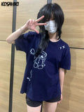 Aesthetic Summer Fairy Grunge T-shirts Women Harajuku Short Sleeve Loose Tops 2024 Cartoon Print Japanese Casual