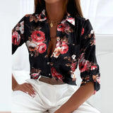 Turn-down Collar Elegant Women Blouse Casual Button Long Sleeve Autumn Tops Blusas Lady Chain Leopard Print Office