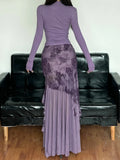 Holiday Wind Strapted Bow Wrinkled T-Shirt Skirt Set Low-Rise Net Yarn Skirt