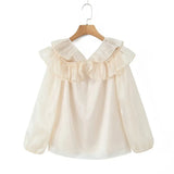 New Ladies' Lapel White Shirt With Long Sleeves And Foreign Style