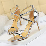 Zingj Fashion Sexy Nightclub Show Thin Summer Heels Fine Heel Ultra High Heel Hollow Cross Strap