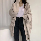 Preppy Solid Color V Neck Baggy CardiganOutfit