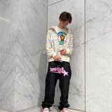 Letter Printed Jeans Men's High Street Fashion Brand Loose Straight Tube Casual