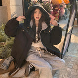 Small Down Cotton Coat Female Winter Design Fashion Loose And Loose Short Cotton Coat-Outfit