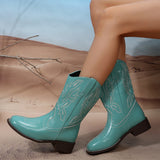 Zingj Embroidered Western Cowboy Boots Female Qiu Dong 2023 New Maillard V Thick Heel Ankle Boots