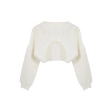 Shrugs Women Solid Loose Crop Top Hollow Out Designer Hipster New-arrival Soft Teenagers Full Sleeve All-match