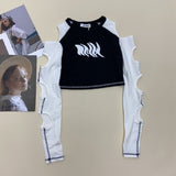 Liang Guantu 6535 Pull Frame Cotton Early Autumn New Design Sense Careful Machine Hollowed-Out Long-Sleeved T-Shirt Female