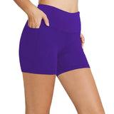 Yoga Pants Pocket High Waist Elasticity Pure Color Breathable Exercise Running Training Fitness