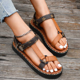 Zingj New Summer Platform Print Velcro Sandal Women's Plus-Size Belt Buckle Simple Beach