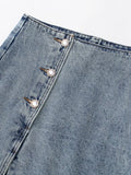 Button Decoration Side Slit Denim Mini Skirts Casual Female High Waist Loose Clothes LUJIA ALAN