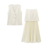 New Knitted Vest Knitted Spliced Medium-Length Half Skirt