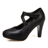 Sgesvier 2020 Plus size 32-48 women pumps thick high heels platform party shoes summer shallow shoes woman black