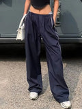 blue retro sport baggy pants with