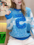 Fashion Beading Pullover Sweater Women's Winter O-Neck Long Sleeve Knitted Pullover Tops Jumper Sueter Mujer Pull