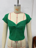 Zingj Base Kink Knit Short Sleeve Short Tight Crop Sexy Elastic Minority Women-Outfit
