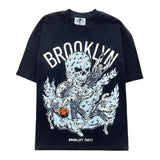 Men's T-Shirt Pure Cotton Street Clothing Animation Leisure Oversized Basketball Printed Short-Sleeved Shirt